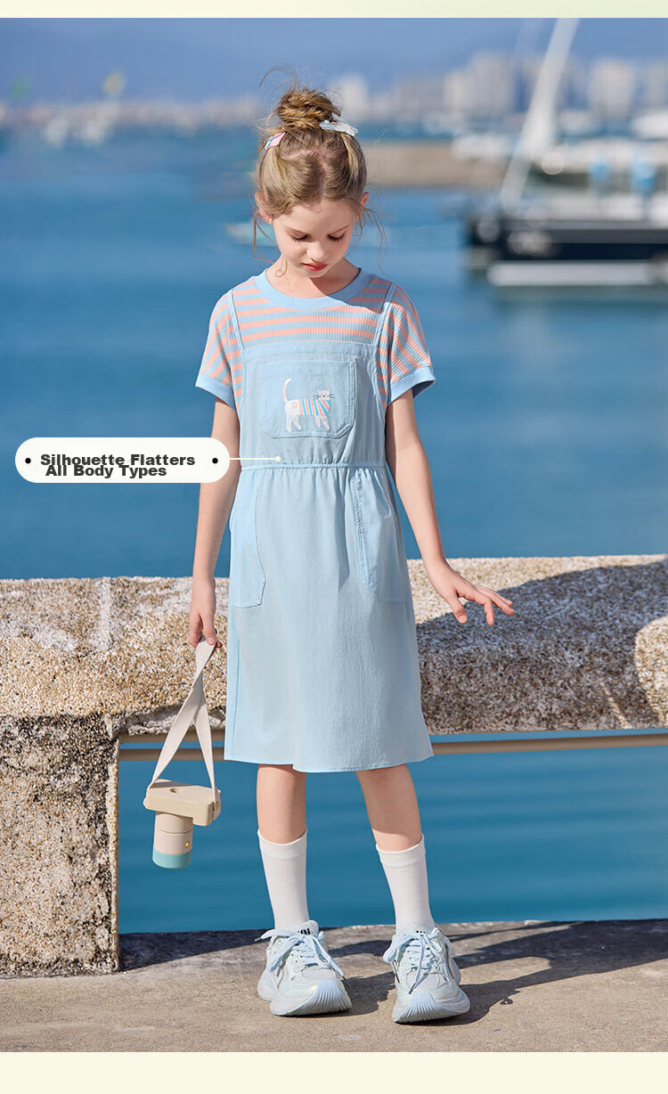 CHANZUIGOU Girls' Two-in-One Energetic T-Shirt Dress with Spliced Suspender Skirt 2026 Summer New Fashion 10